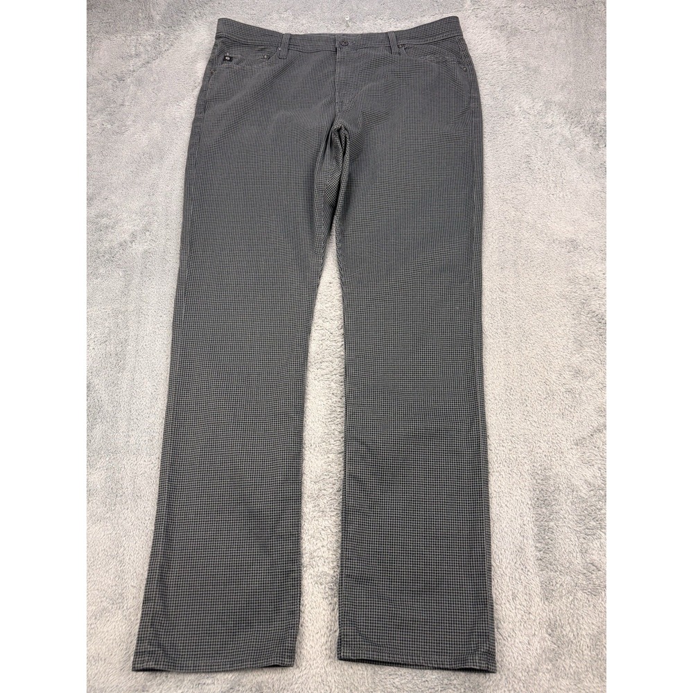 Adriano Goldschmied Jeans Men 38x34 Gray Houndstooth AG Slim Straight Everett